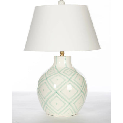 Aqua Prism Lamp by Bradburn Home in white, aqua. Made from ceramic in a modern style.