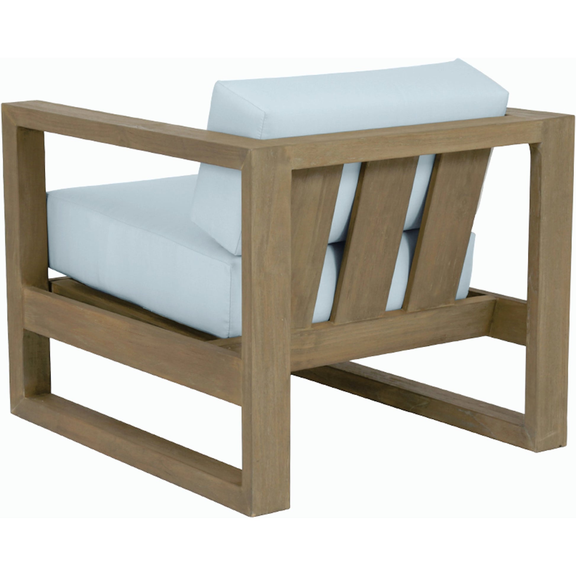 Coastal Outdoor Teak Club Chair by Sunset West. Made from teak in a modern style.