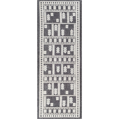 Lyna Rug by Livabliss in black, off-white. Made from main: 70% polypropylene, main: 30% polyester in a eclectic & global style.