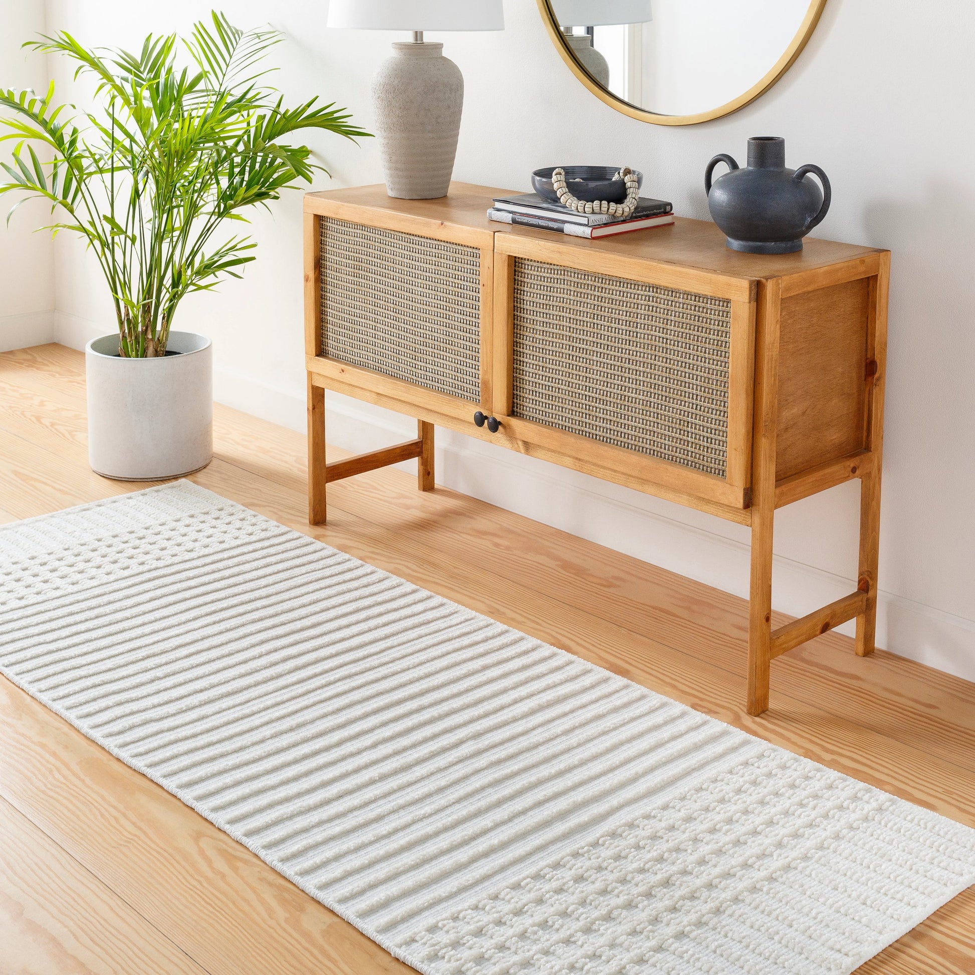 Lyna Rug by Livabliss in white, off-white. Made from main: 70% polypropylene, main: 30% polyester in a modern style.