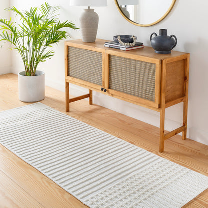 Lyna Rug by Livabliss in white, off-white. Made from main: 70% polypropylene, main: 30% polyester in a modern style.
