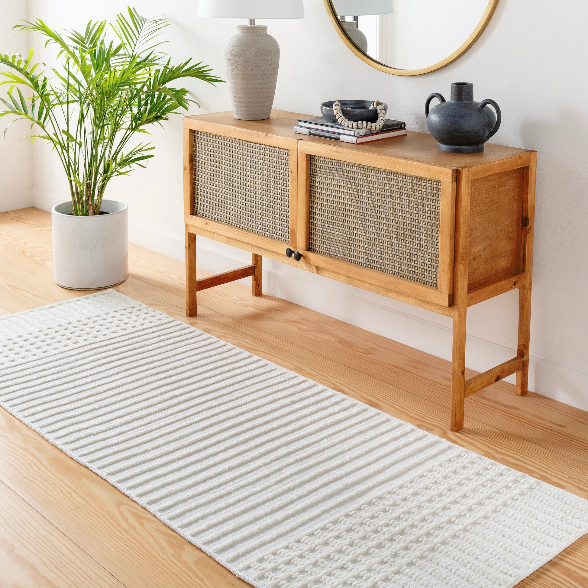 Lyna Rug by Livabliss in white, off-white. Made from main: 70% polypropylene, main: 30% polyester in a modern style.