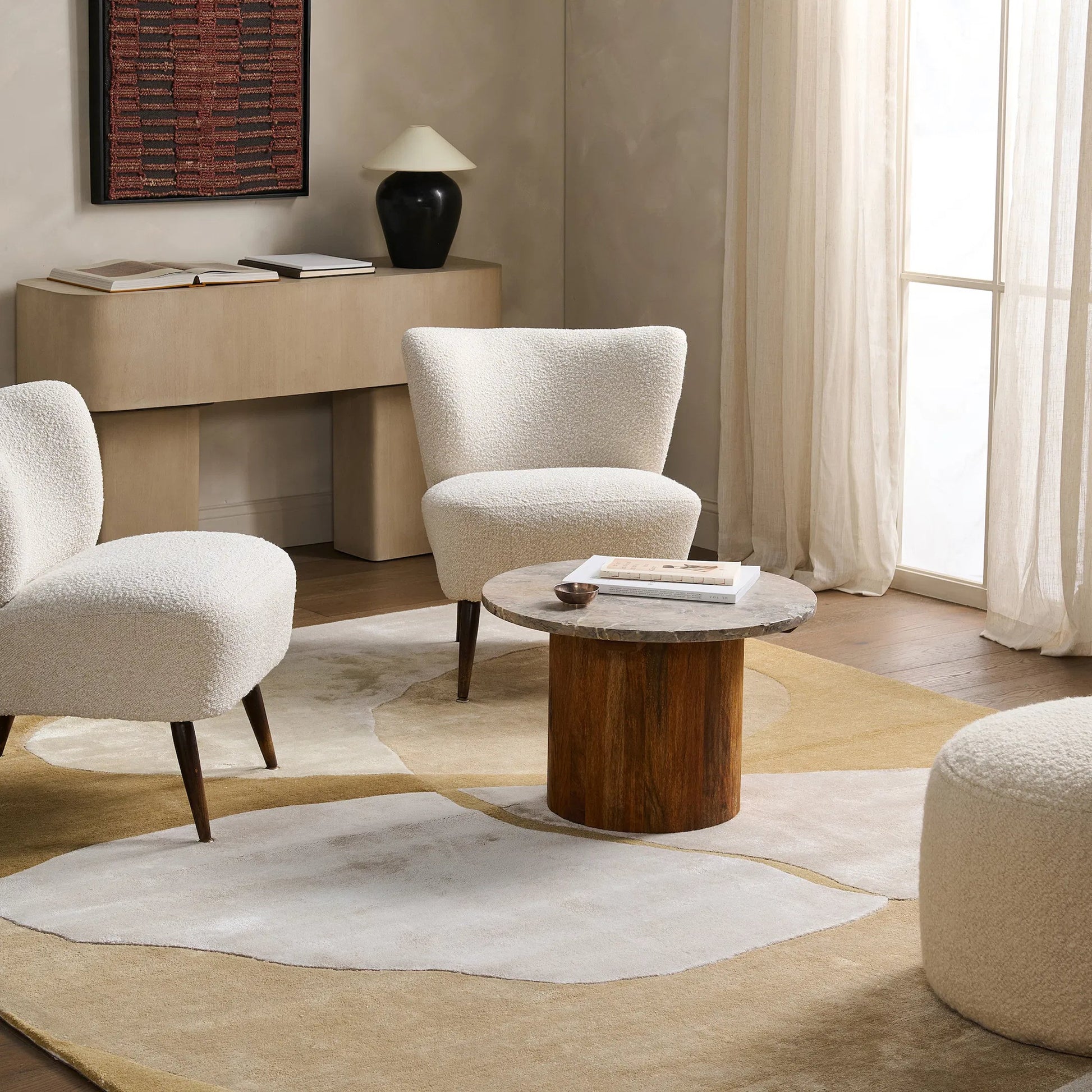 Layered Form​ LYD01 Rug by Jaipur Living in ivory, white, yellow, gold. Made from 65% viscose 35% wool in a unique style.
