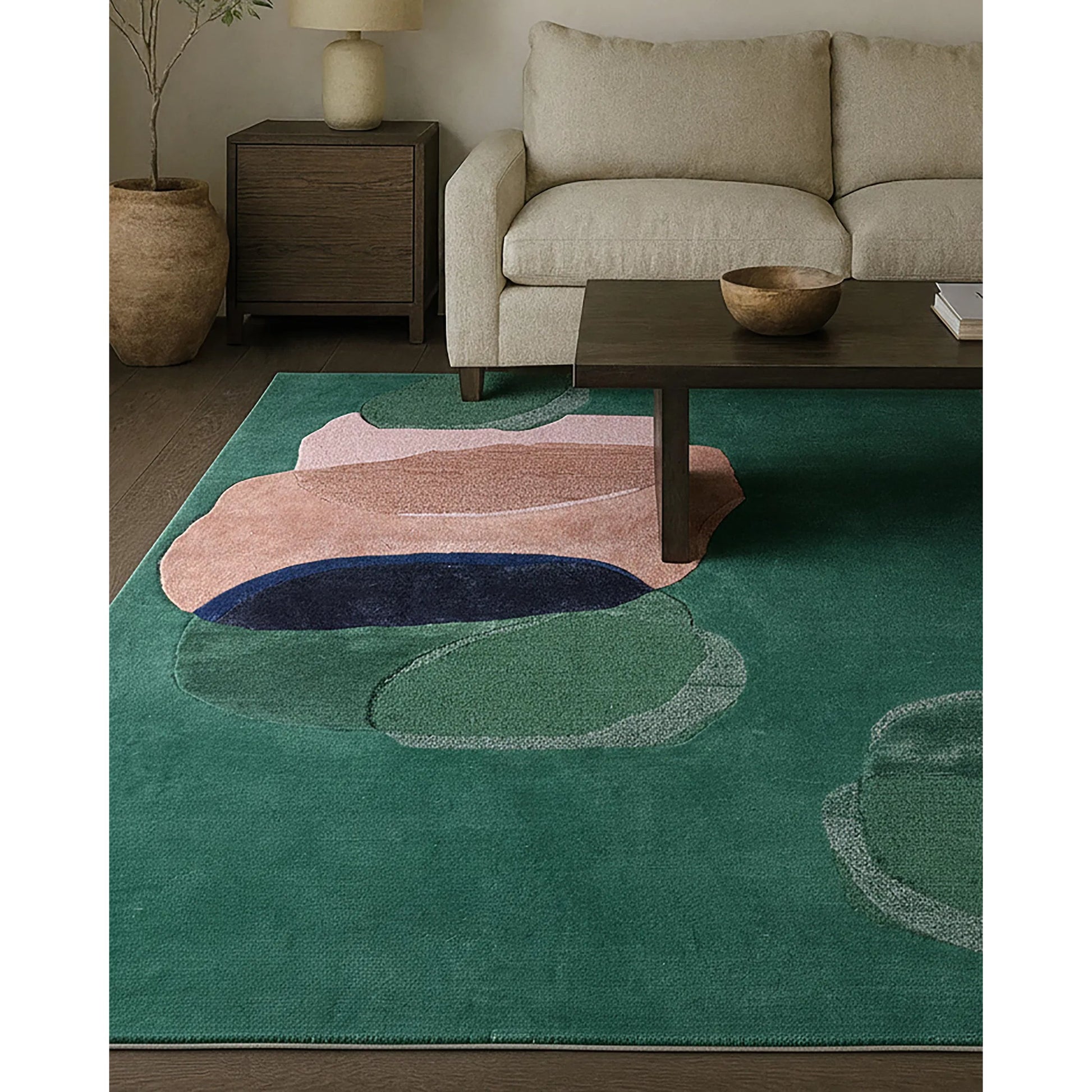 Layered Form​ LYD03 Rug by Jaipur Living in green. Made from 60% viscose, 40% wool in a unique style.