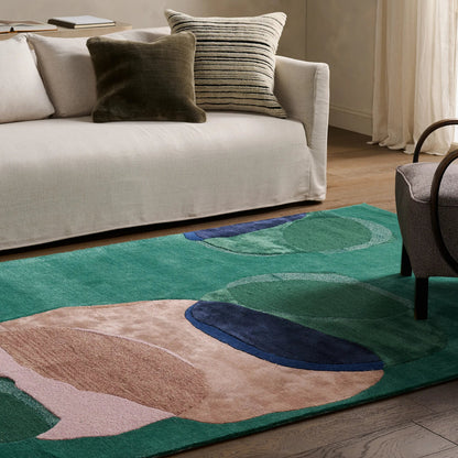 Layered Form​ LYD03 Rug by Jaipur Living in green. Made from 60% viscose, 40% wool in a unique style.