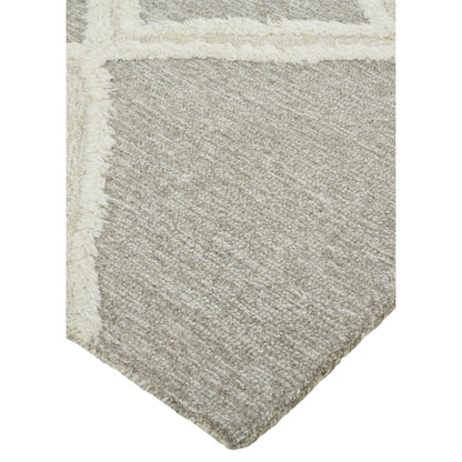 Anica Transitional Geometric Rug - 8009F by Feizy in gray, ivory. Made from wool in a unique style.