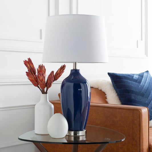 Lyle - 22318 by Surya in navy, white and navy, white. Made from linen, ceramic, metal in a modern style.