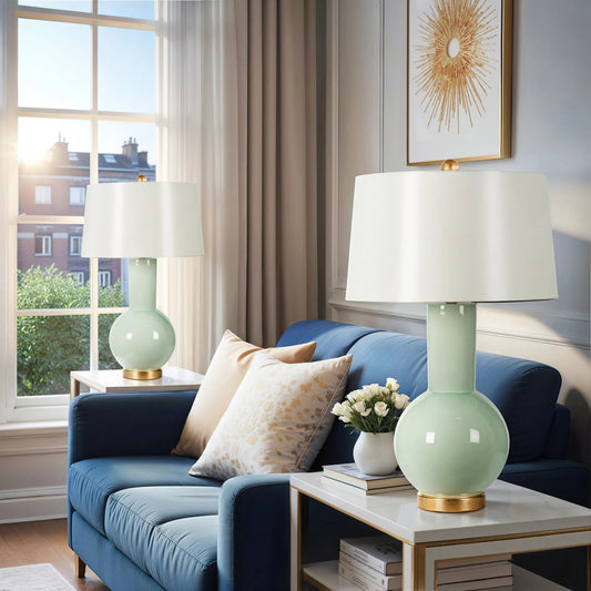 Spring Coventry Lamp by Bradburn Home. Made from ceramic in a unique style.