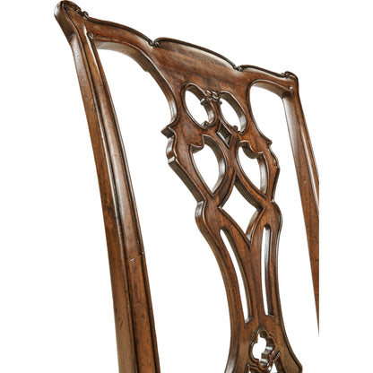 Buckingham Chippendale Mahogany Side Chair by Jonathan Charles in medium antique mahogany. Made from acacia in a traditional style.