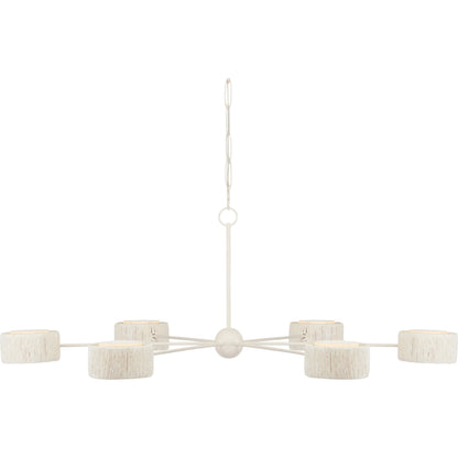 Monreale Chandelier by Currey and Company in white. Made from wrought iron, paper twine in a modern style.