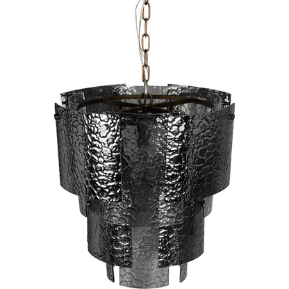 Cornelius Chandelier by Noir in antique brass. Made from iron, smoke grey glass in a traditional style.