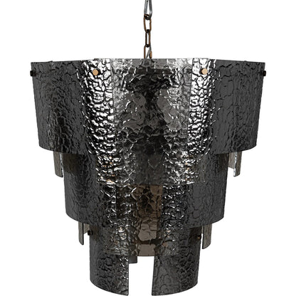 Cornelius Chandelier by Noir in antique brass. Made from iron, smoke grey glass in a traditional style.