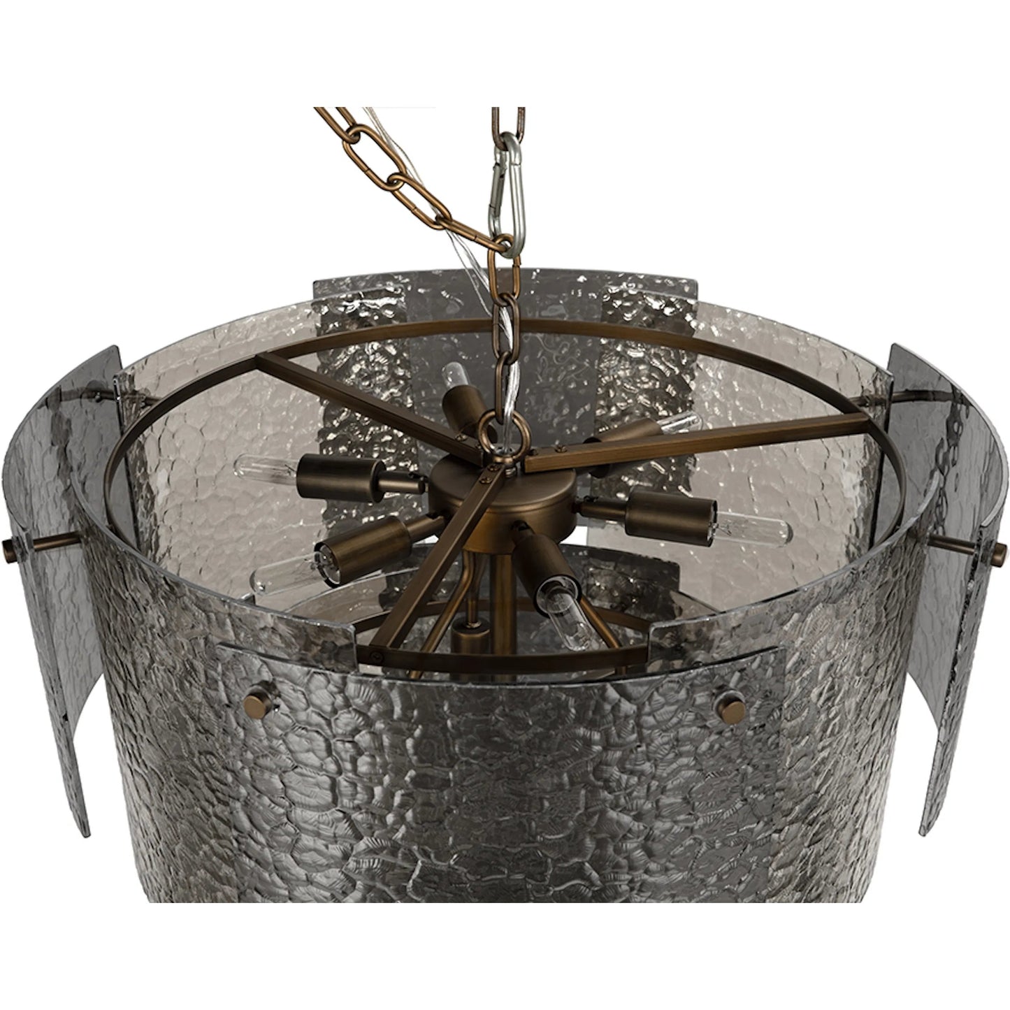 005 SI-2524153 | Additional Silo | Cornelius Chandelier by Noir in antique brass. Made from iron, smoke grey glass in a traditional style.