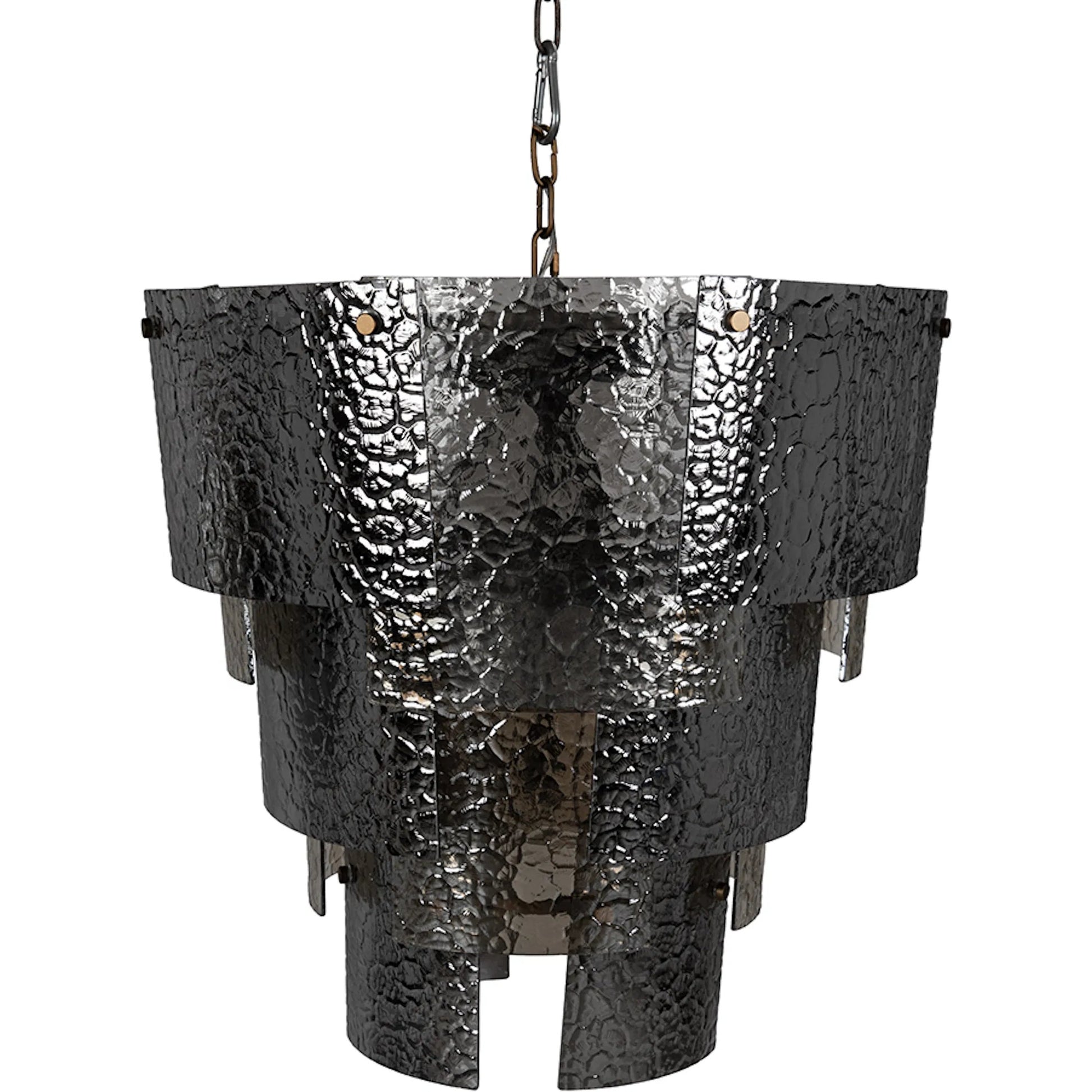 Cornelius Chandelier by Noir in antique brass. Made from iron, smoke grey glass in a traditional style.