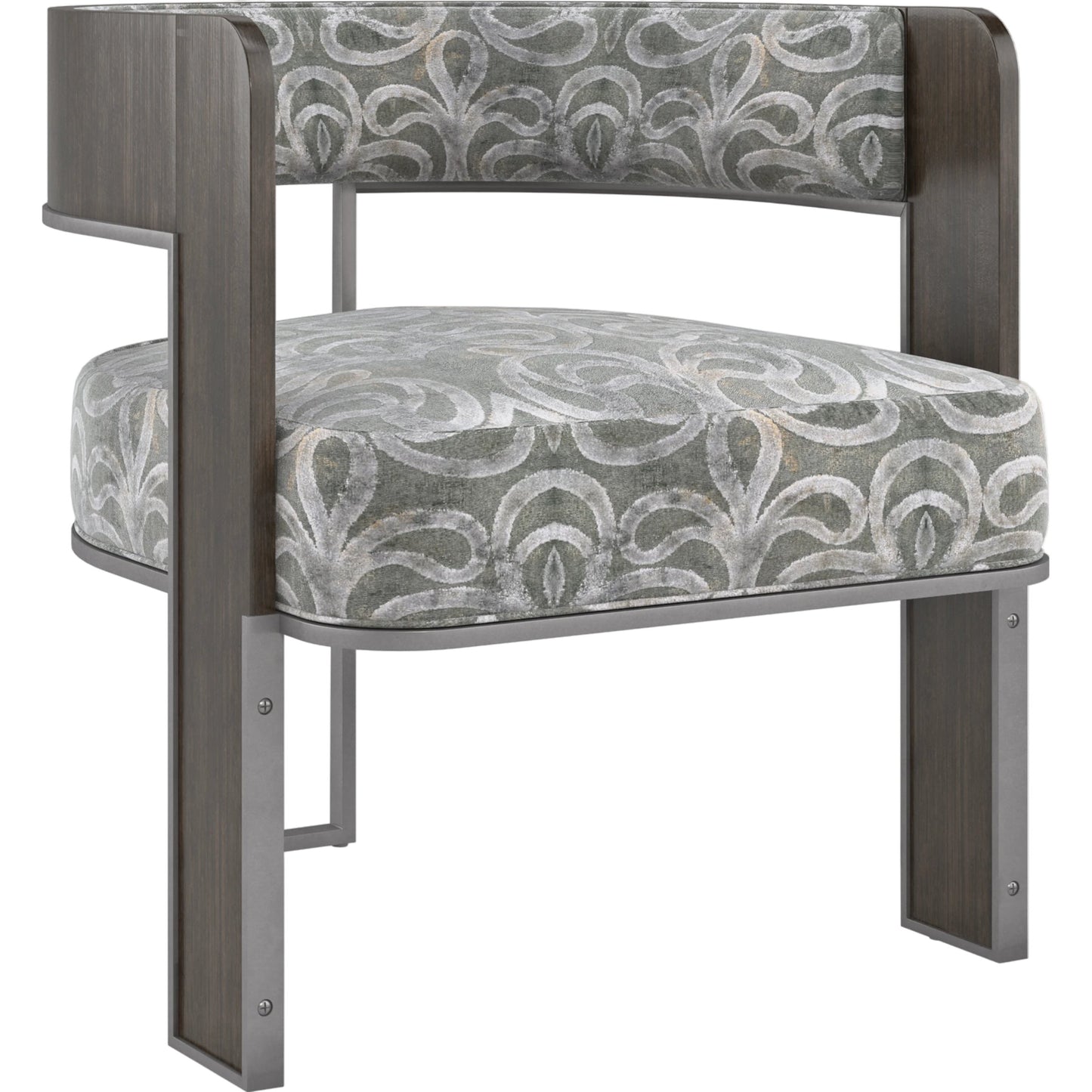 015 SI-1955817 | Primary Silo | Streamliner Chair by Caracole in silver and sepia, smoked stainless steel. Made from metal, palado veneer in a modern style.
