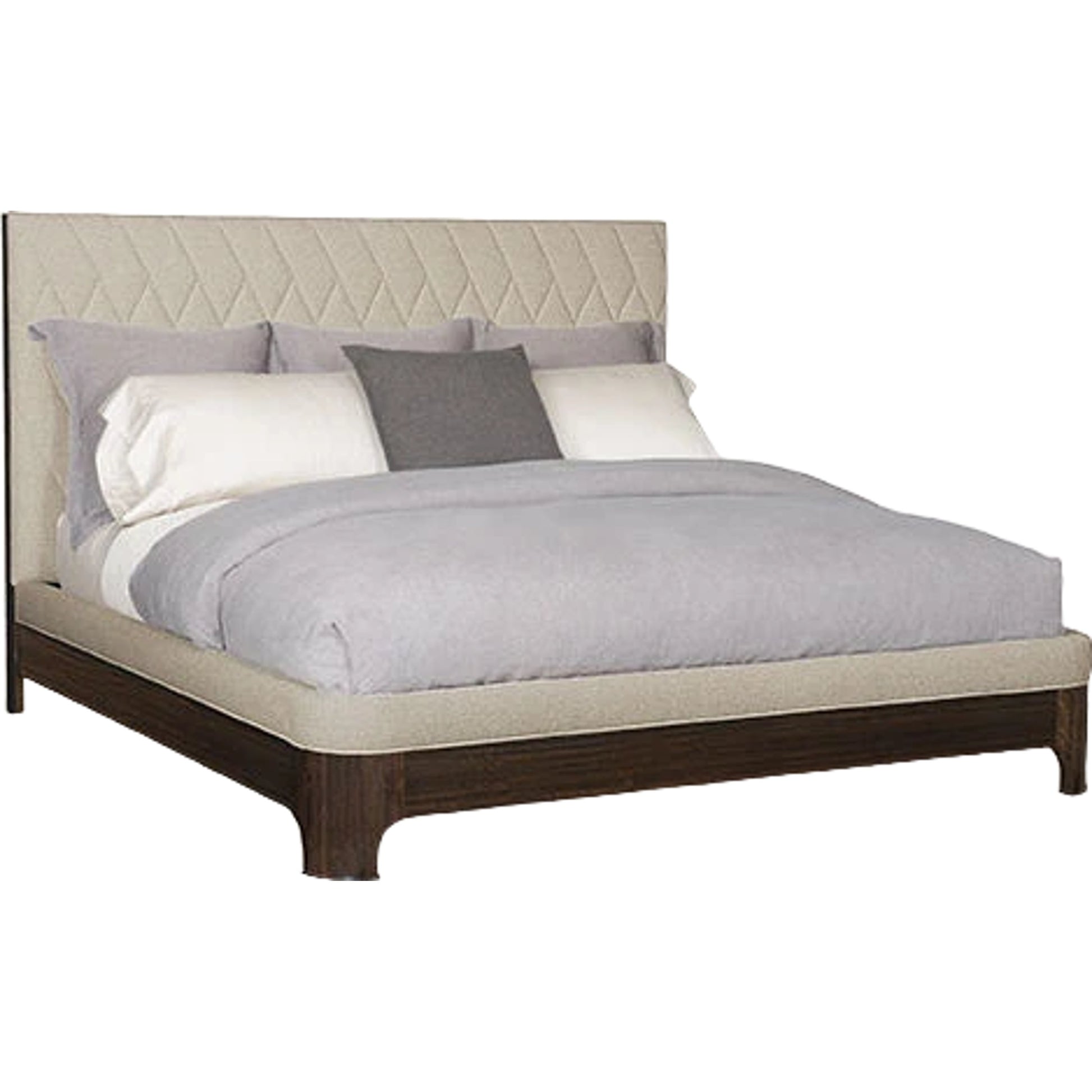 Moderne Bed by Caracole in natural and aged bourbon. Made from asian hardwood, fumed quartered figured eucalyptus in a transitional style.