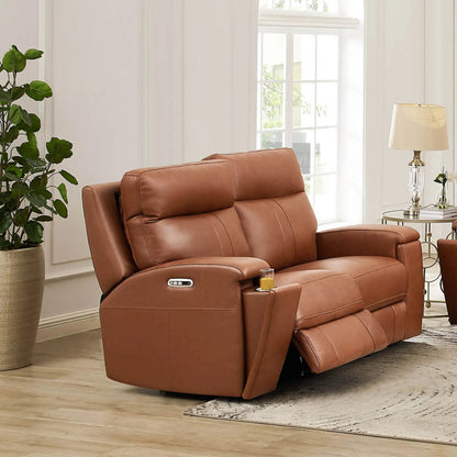 Venice 2-Seat Zero Gravity Leather Sofa by Hydeline in nutmeg brown. Made from leather, pu leather, solid hardwood kiln dried in a traditional style.