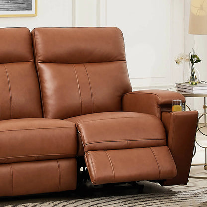 Venice 3-Seat Zero Gravity Leather Sofa by Hydeline in nutmeg brown. Made from leather, pu leather, solid hardwood kiln dried in a traditional style.