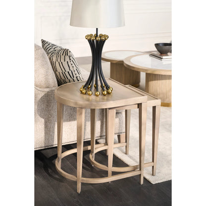 Everett Small Round Bunching Cocktail Table by Fairfield Chair. Made from red oak solids, veneers, marble in a unique style.