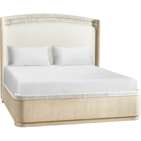 Bowline Shelter Bed by Jonathan Charles in whitewash oak. Made from oak veneers, danish cord, foam, fabric in a modern style.