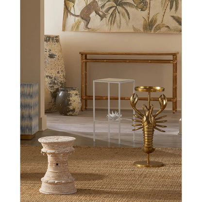 Georgetown Drinks Table by Currey and Company in antique brass. Made from cast aluminum in a modern style.