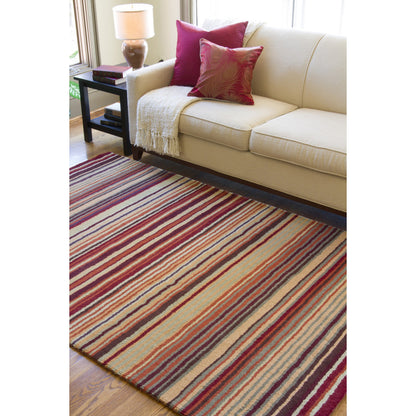 Mystique Rug - 97 by Surya in purple, dusty pink, beige, charcoal, burnt orange, seafoam. Made from 100% wool in a unique style.