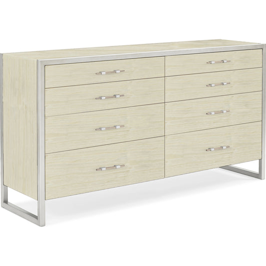 Remix Double Dresser by Caracole in sea pearl, metallic silver. Made from hardwood, metal, quarter oak veneer in a unique style.