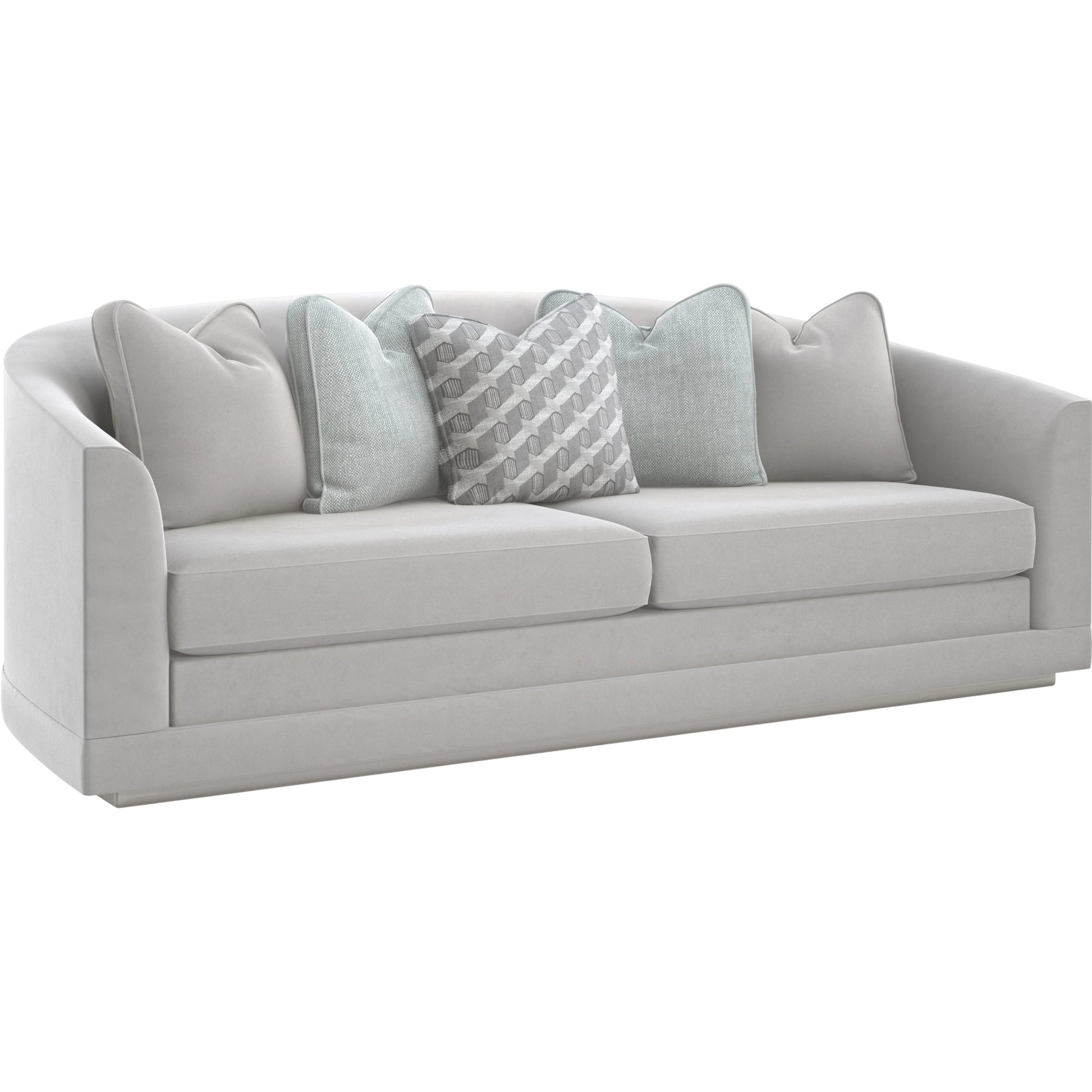 Da Vita Sofa by Caracole in cloud, grey, silver and soft silver. Made from pine in a transitional style.