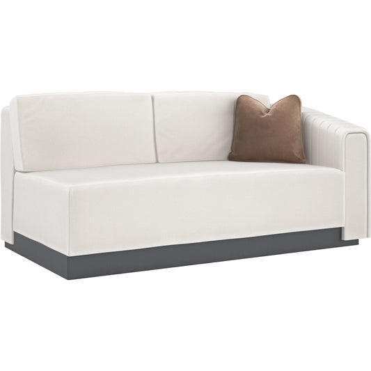 La Moda Loveseat by Caracole in natural and iron ore. Made from pine in a modern style.