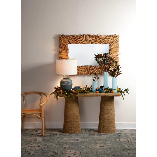 Driftwood Rectangle Mirror by Jamie Young in natural driftwood. Made from wood, glass in a coastal style.