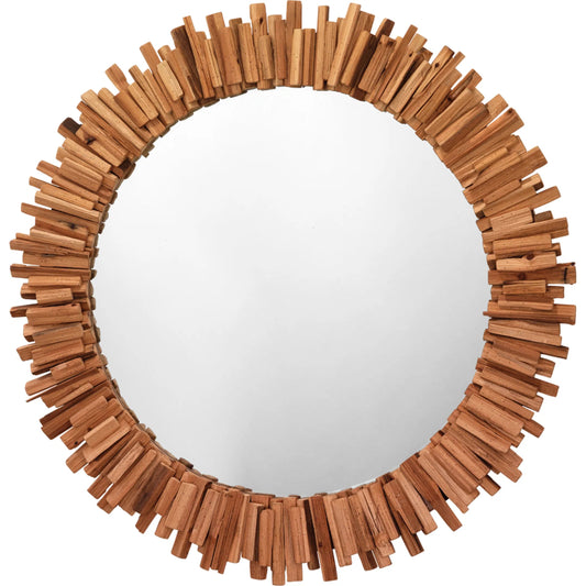 Driftwood Round Mirror by The Livingston Collection in natural driftwood. Made from wood, glass in a coastal style.