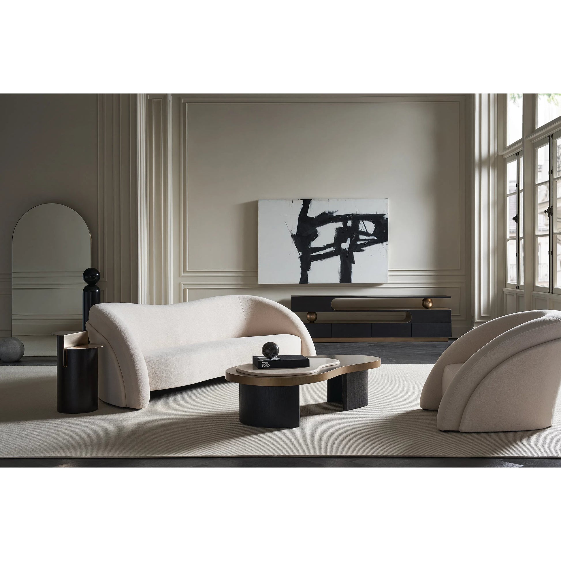 Movement Chair by Caracole in cream. Made from unique in a transitional style.