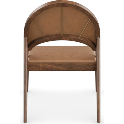 Rhythm Lounge Chair by Caracole in saddle and natural walnut. Made from walnut in a modern style.
