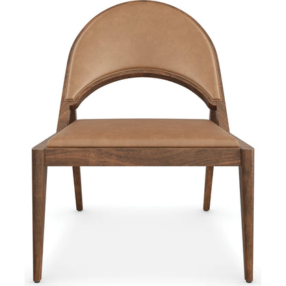 Rhythm Lounge Chair by Caracole in saddle and natural walnut. Made from walnut in a modern style.