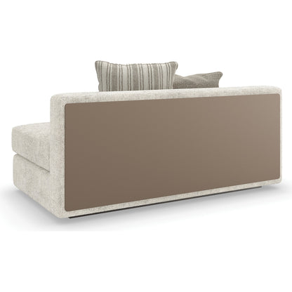 Unity Armless Loveseat by Caracole in cream. Made from asian hardwood in a modern style.