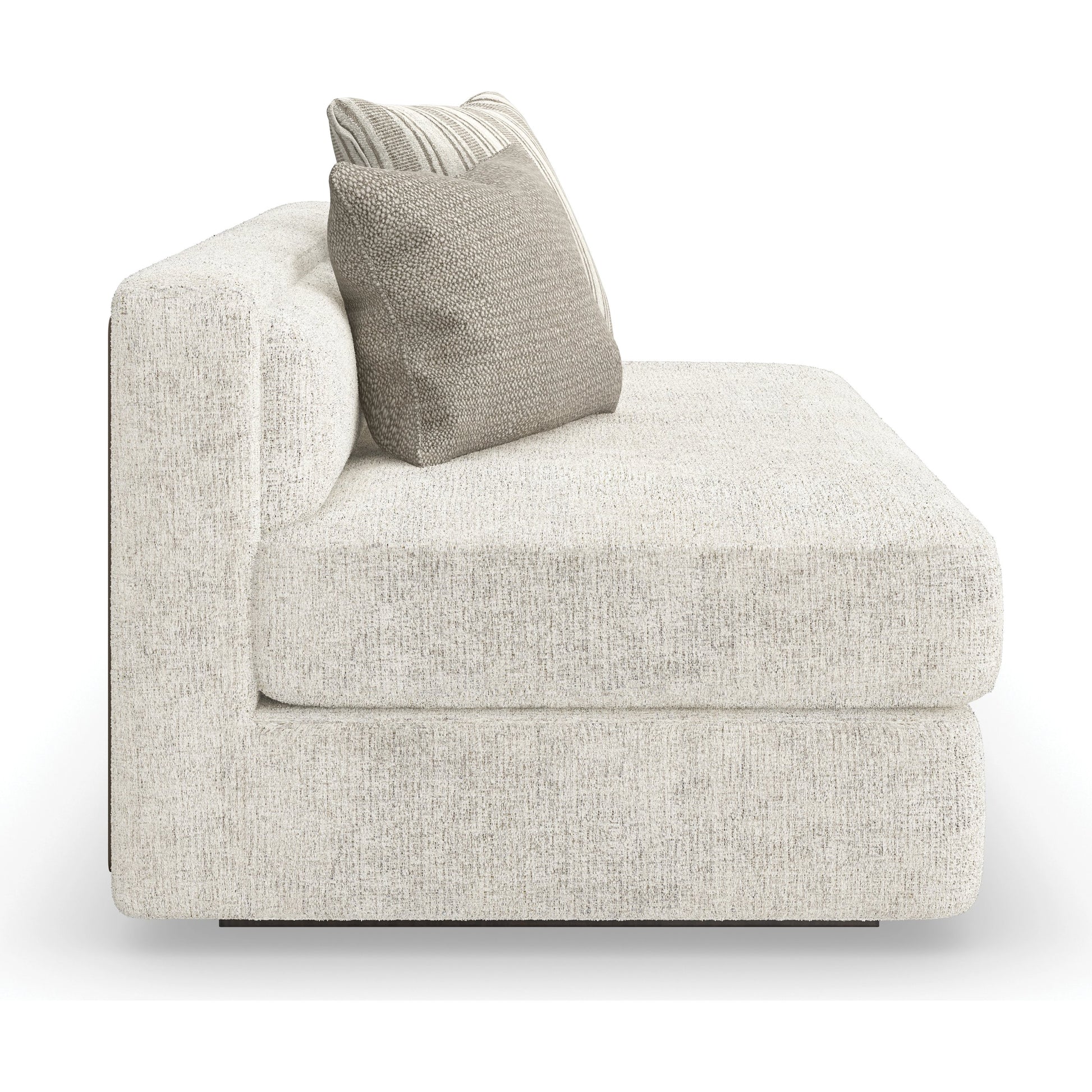 Unity Armless Loveseat by Caracole in cream. Made from asian hardwood in a modern style.