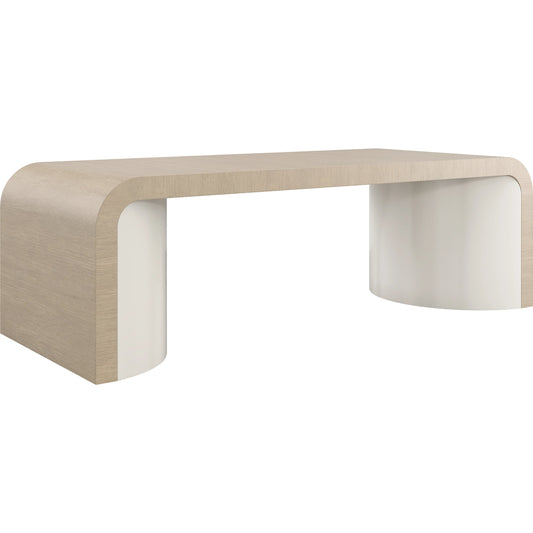 Movement Cocktail Table by Caracole in sun drenched oak, textured adobe. Made from oak, quartersawn oak in a modern style.