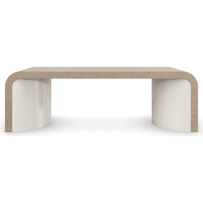 Movement Cocktail Table by Caracole in sun drenched oak, textured adobe. Made from oak, quartersawn oak in a modern style.