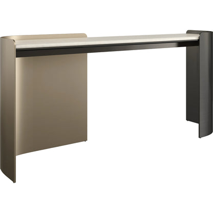 Movement Console by Caracole in bronze and chocolate bronze, lucent bronze plated metal. Made from metal, stone in a modern style.