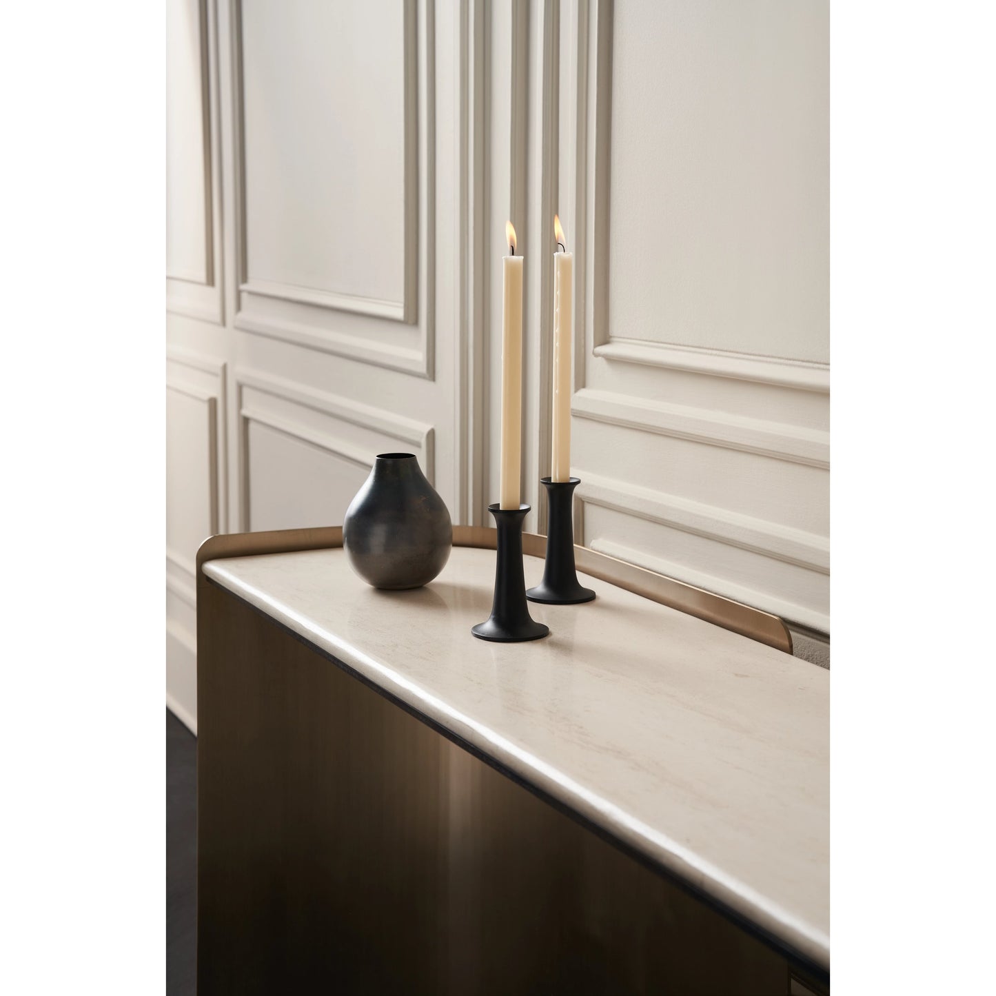 005 SI-2095985 | Additional Silo | Movement Console by Caracole in bronze and chocolate bronze, lucent bronze plated metal. Made from metal, stone in a modern style.