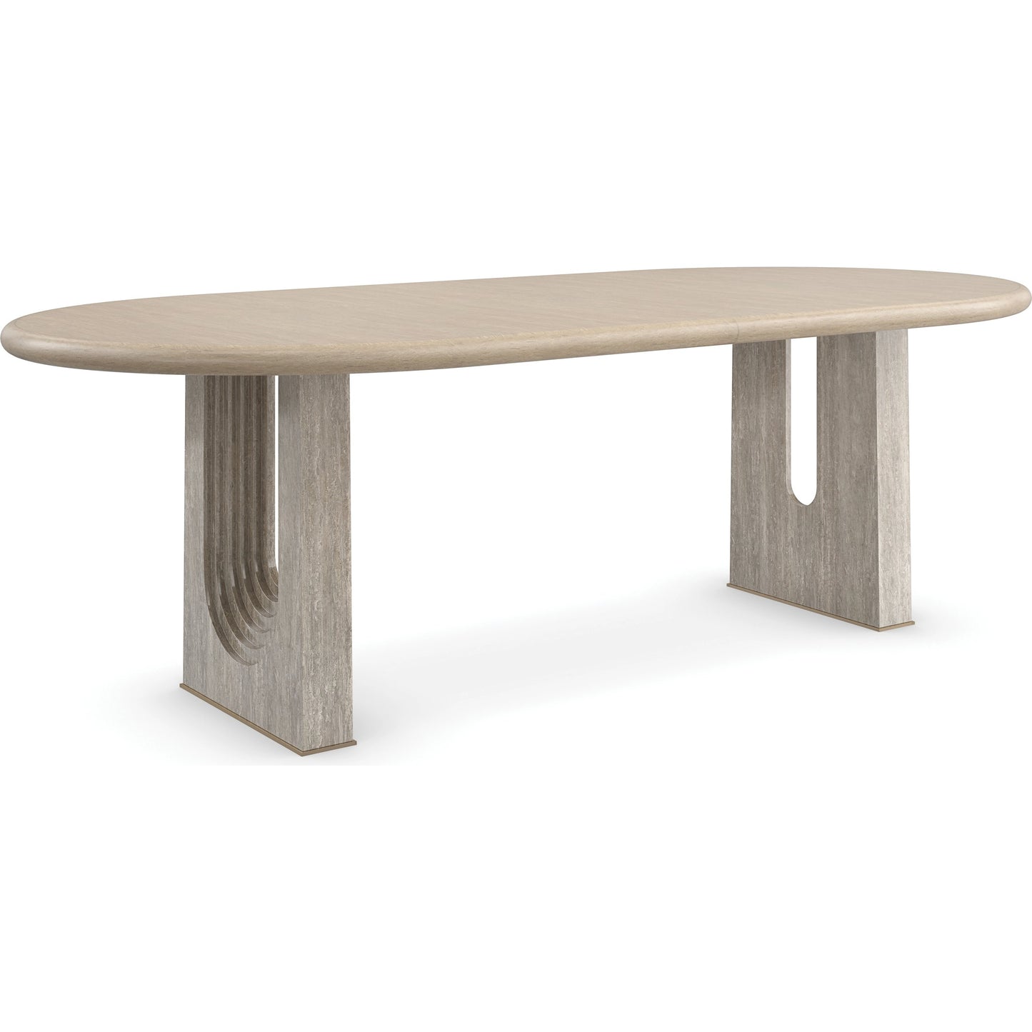 001 SI-2095990 | Additional Silo | Emphasis Dining Table by Caracole in sun drenched oak, lucent bronze plated metal. Made from oak, quartersawn oak in a modern style.