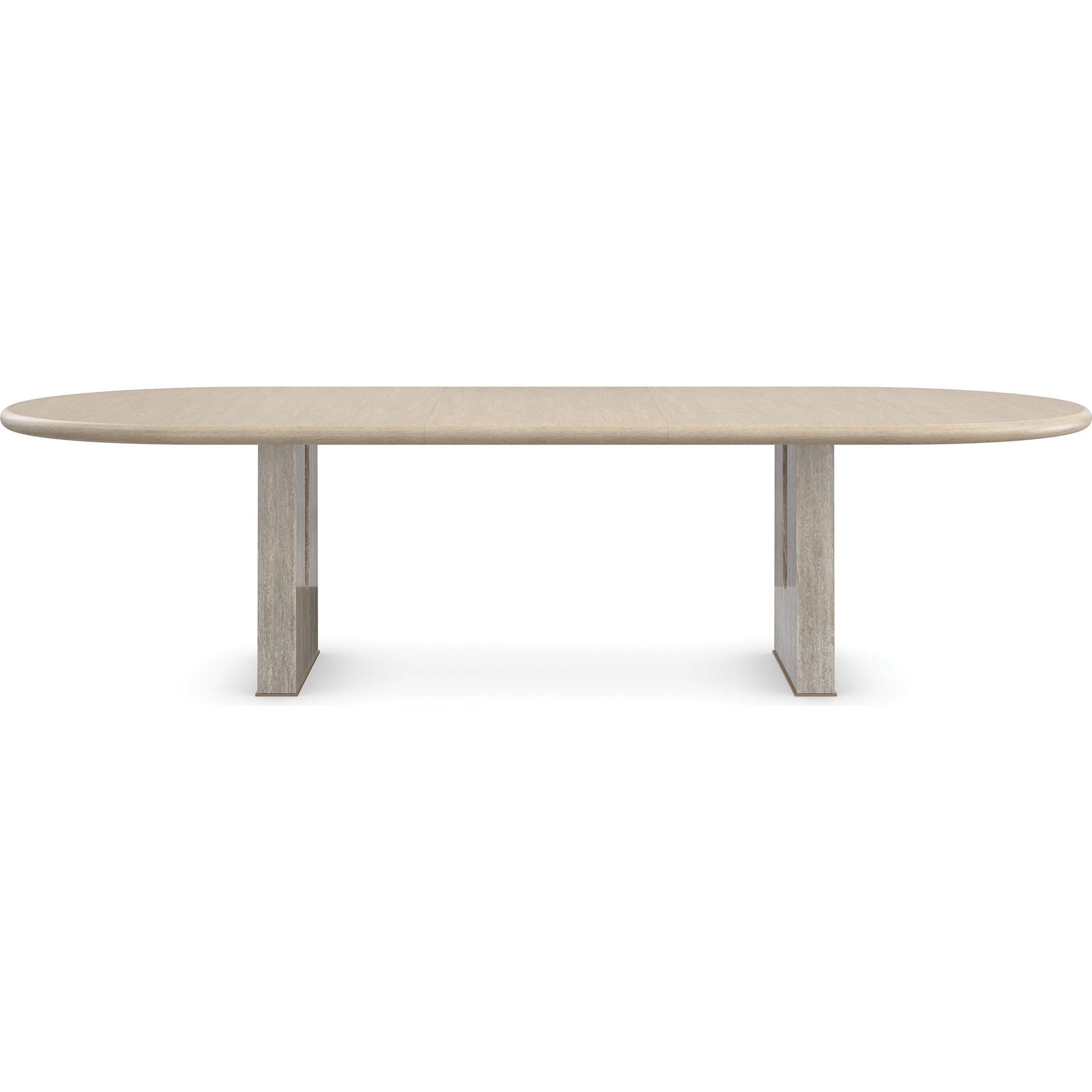 Emphasis Dining Table by Caracole in sun drenched oak, lucent bronze plated metal. Made from oak, quartersawn oak in a modern style.