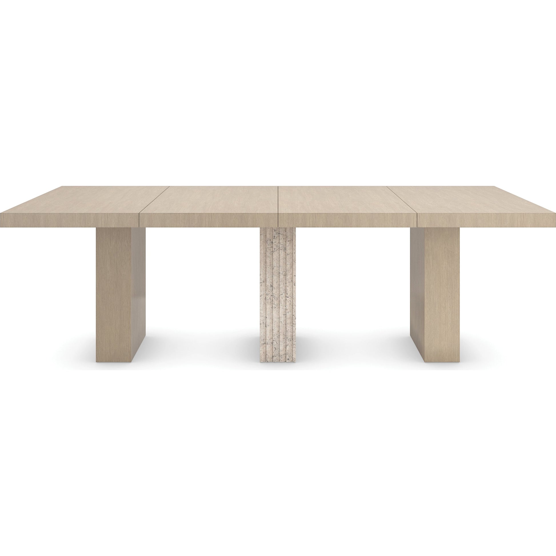 Unity Light Dining Table by Caracole in oa and sun drenched oak. Made from asian hardwood, stone, oak in a modern style.
