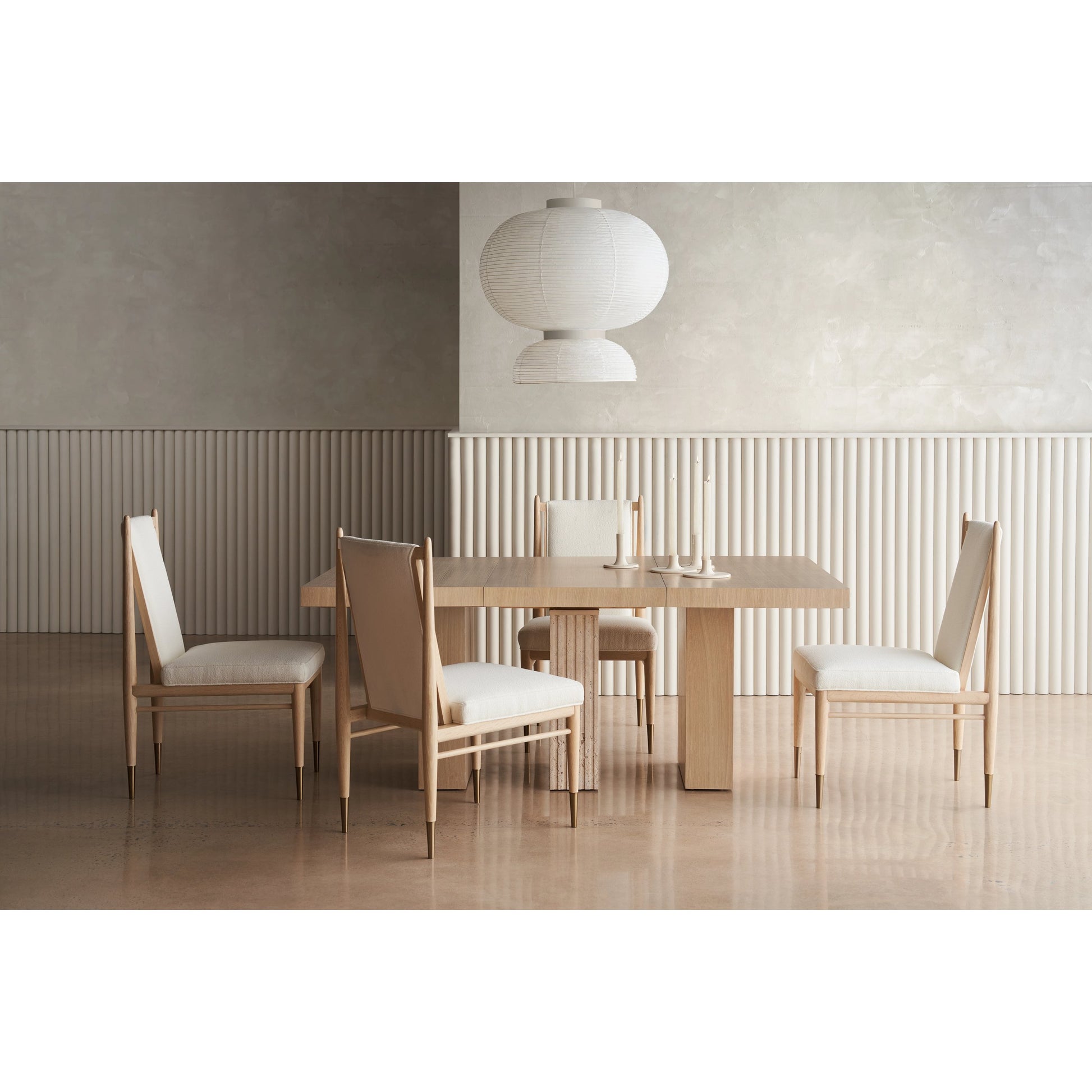 Unity Light Dining Table by Caracole in oa and sun drenched oak. Made from asian hardwood, stone, oak in a modern style.