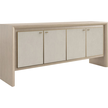 Unity Credenza by Caracole in sun drenched oak, lucent bronze plated metal. Made from oak, quartersawn oak in a modern style.