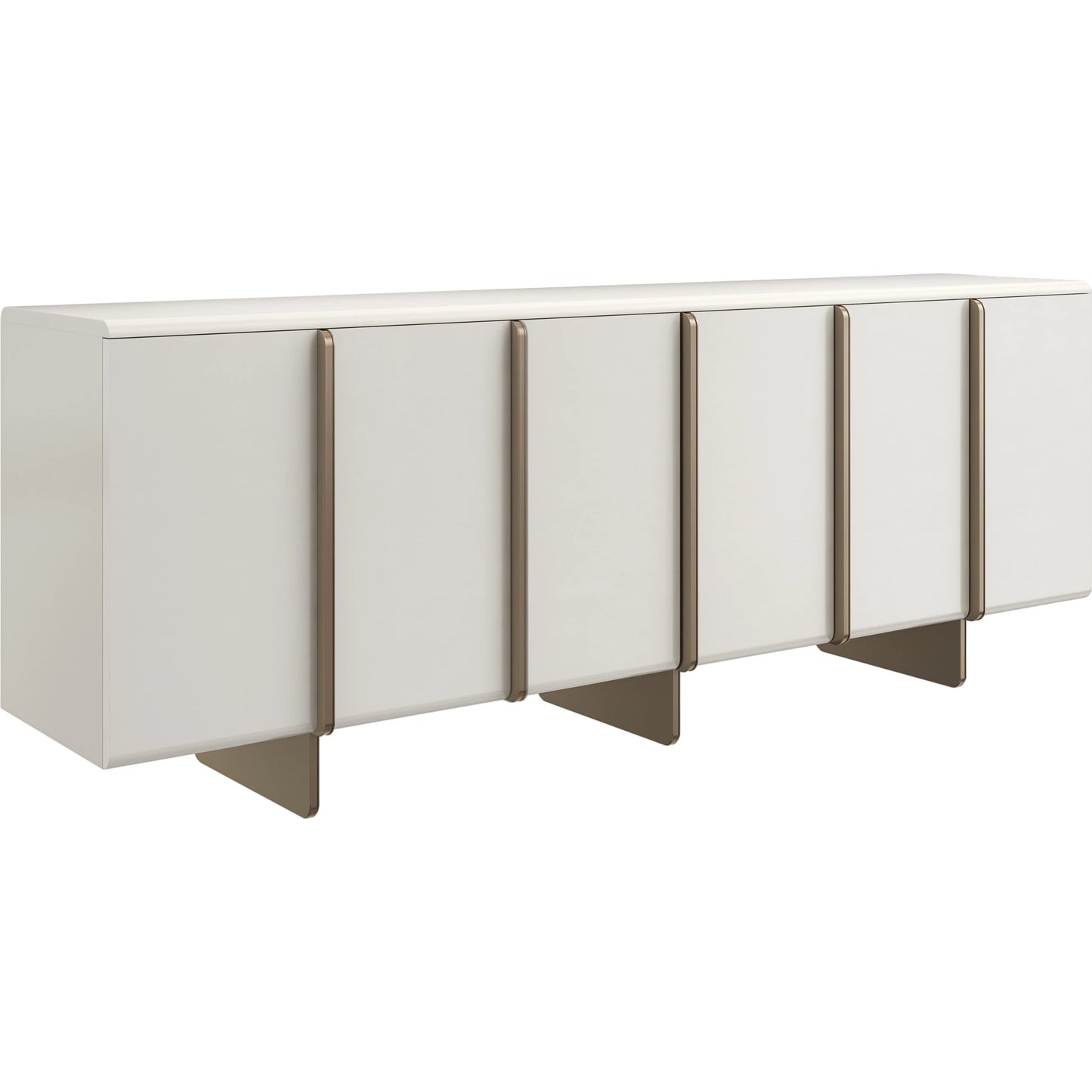 001 SI-2095994 | Additional Silo | Emphasis Credenza by Caracole in almost white, textured adobe, lucent bronze plated metal. Made from birch in a modern style.