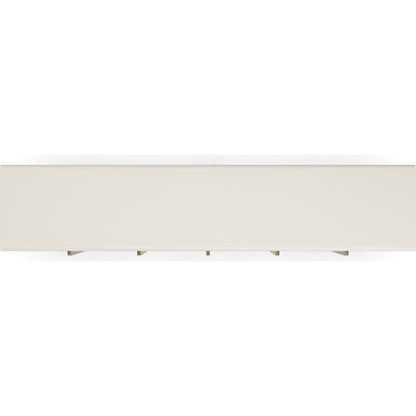 Emphasis Credenza by Caracole in almost white, textured adobe, lucent bronze plated metal. Made from birch in a modern style.