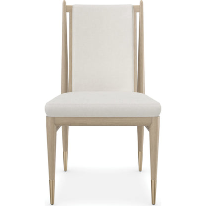 Unity Light Dining Chair by Caracole in ivory and sun drenched oak. Made from oak in a modern style.