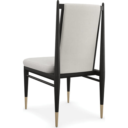 Unity Dark Dining Chair by Caracole in ivory and cinder. Made from oak in a modern style.