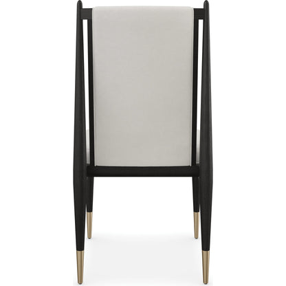 Unity Dark Dining Chair by Caracole in ivory and cinder. Made from oak in a modern style.